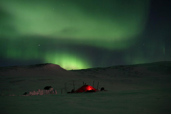 Nordlys ved Galgojavvri i Dividalen